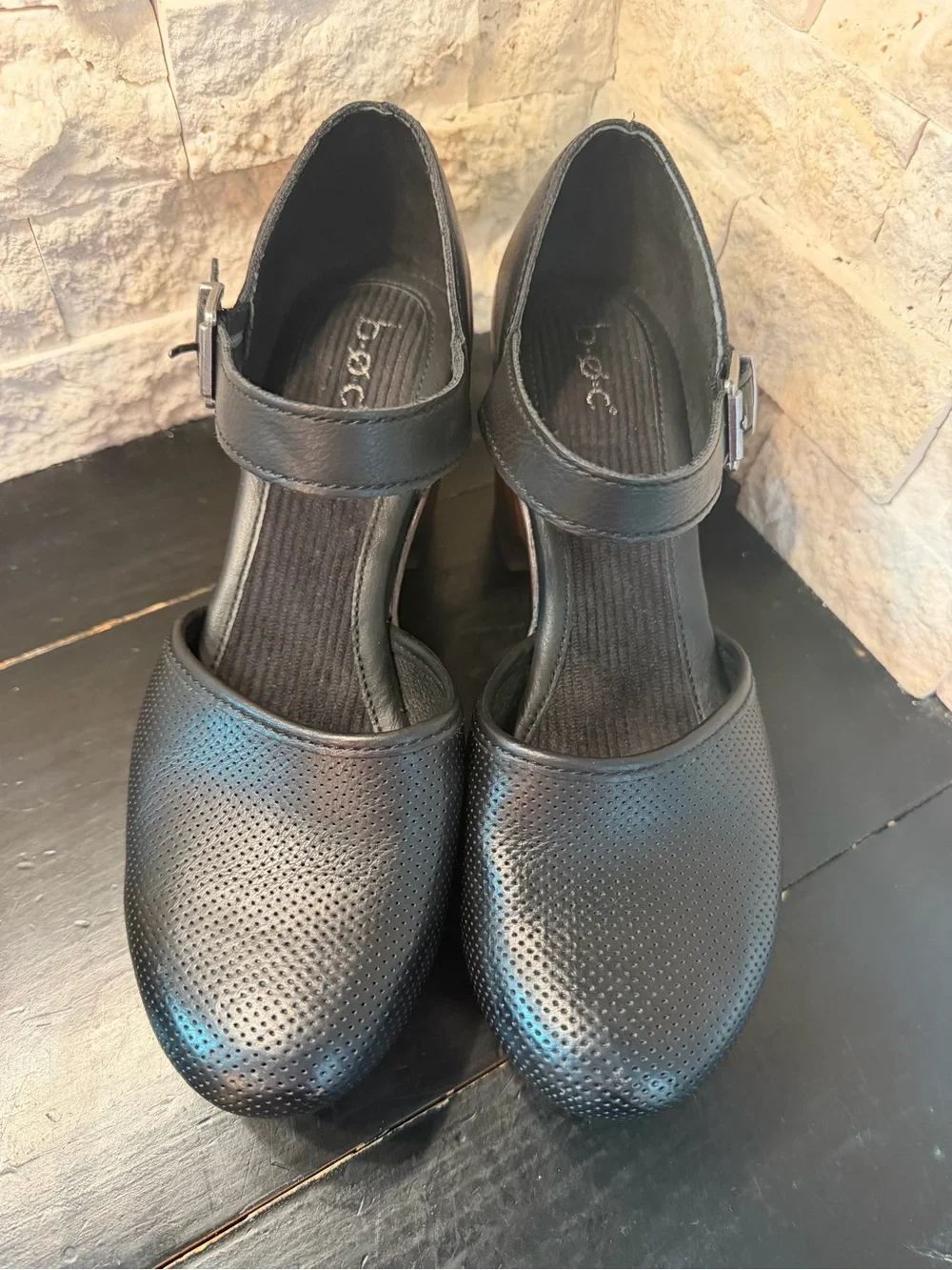 B.O.C Born Gia Women Blavk Leather Closed Toe Comfort Mary Jane Clog Shoe US 8